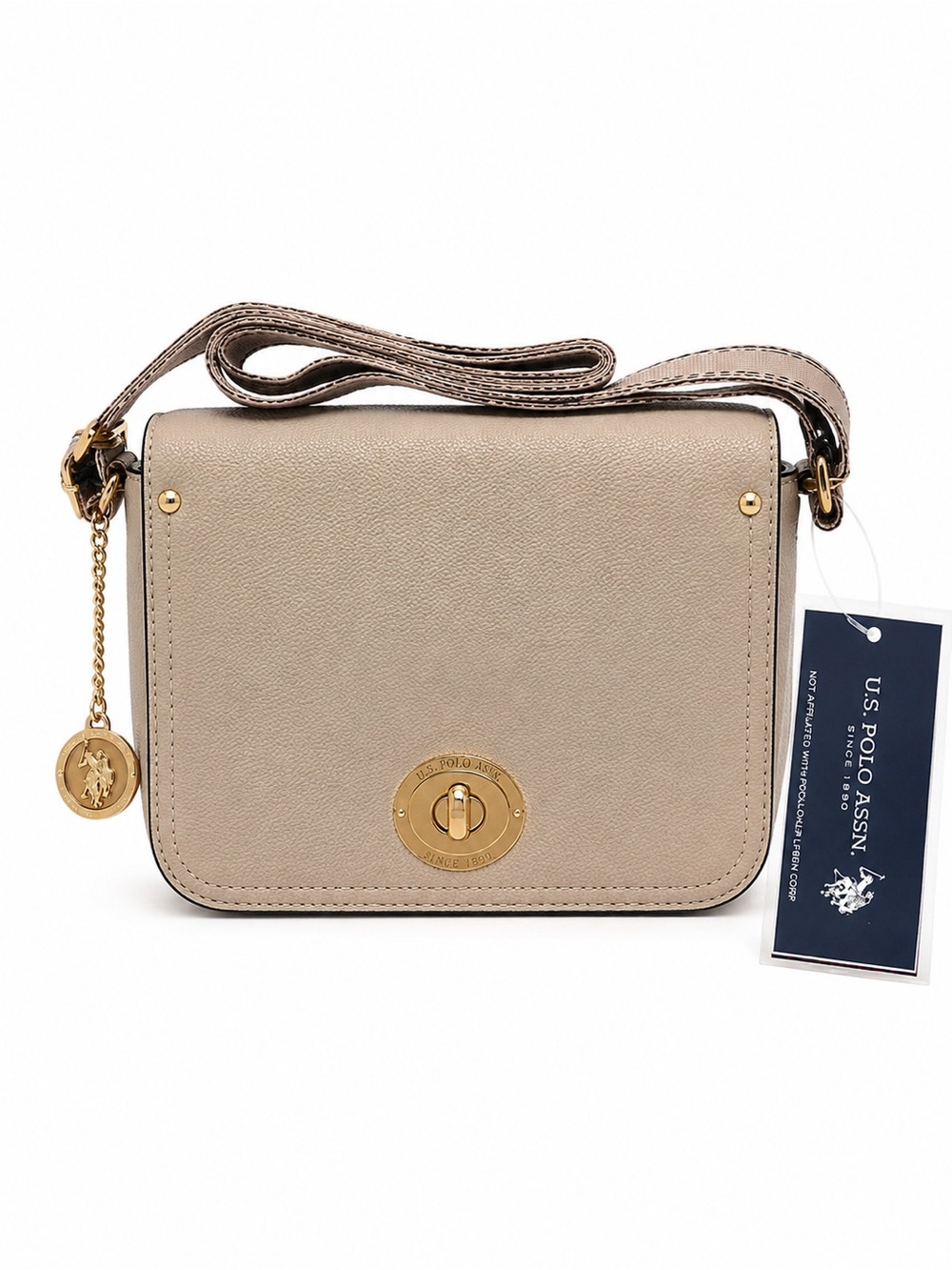 U.S. Polo Assn. Beige Crossbody Bag with Gold Hardware